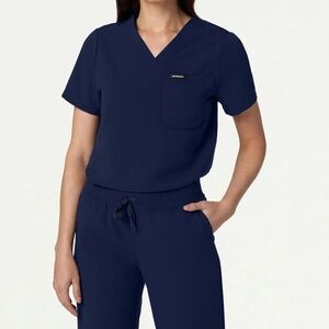 Jaanuu Rhena Essential 1-Pocket Scrub Top - Midnight Navy